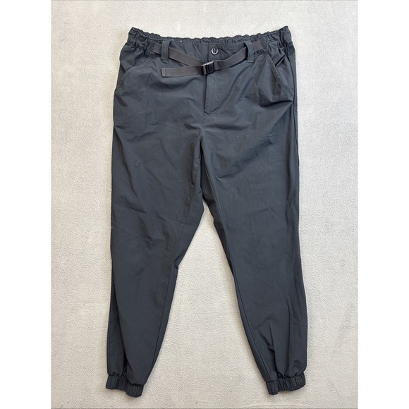 Columbia Mens XL Pants Black Jogger Belted Stretch Waist Travel 30" Inseam - Picture 1 of 16